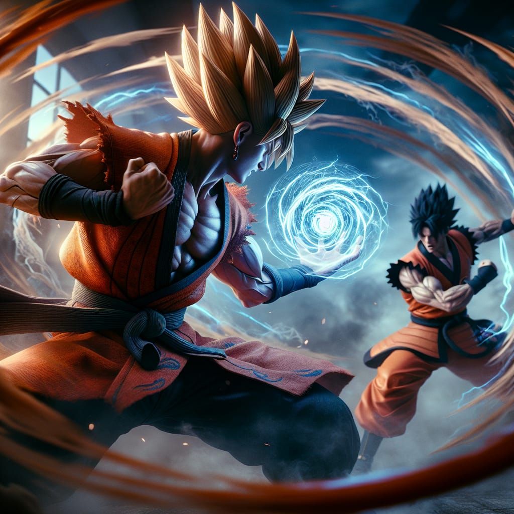 Muscular Anime Heroes Engage in Epic Battle in Hyperrealisti...