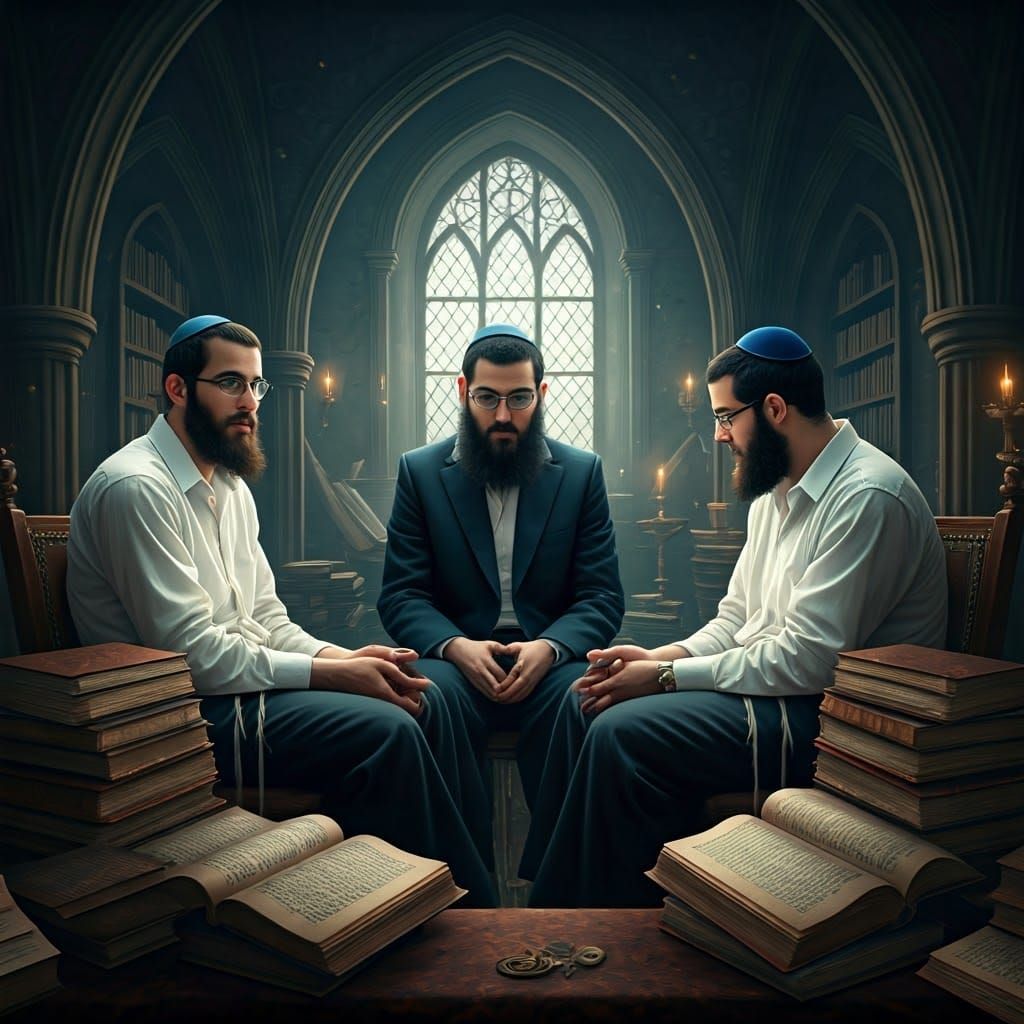 Serene Haredi Yeshiva Students in Contemplative Study
