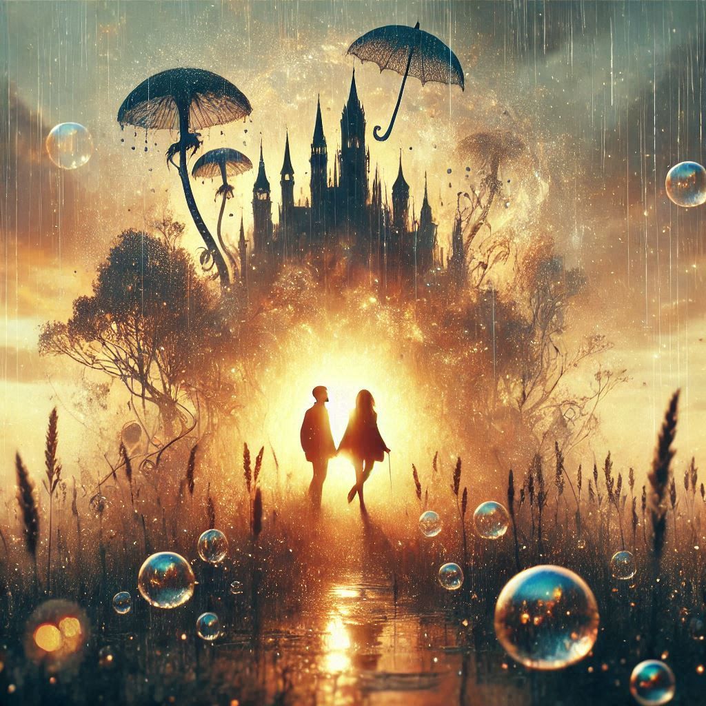 double exposure beautiful fantasy DALL-E 3 portrait landscape..