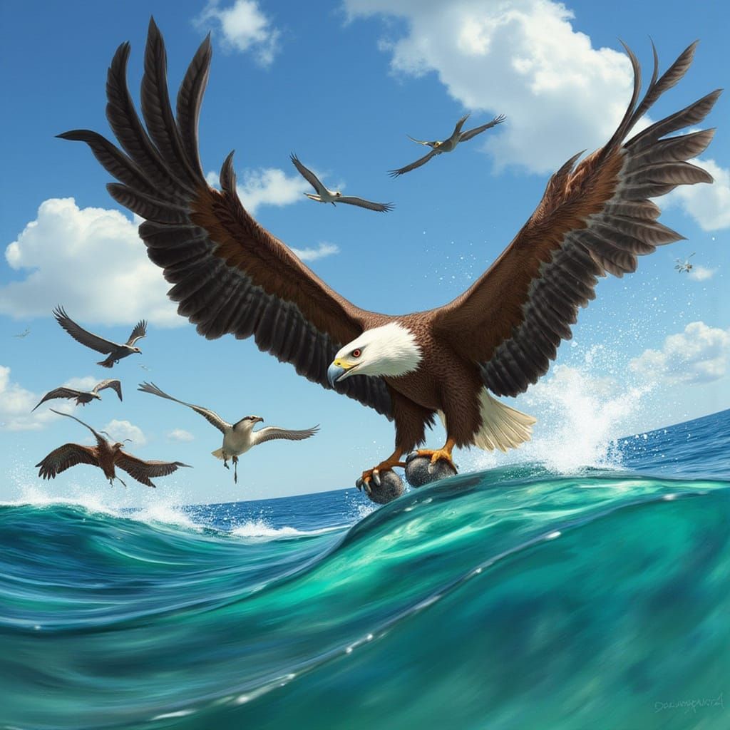 <lora:Epic Birds of Prey:1.0> Birds of prey hunting fish