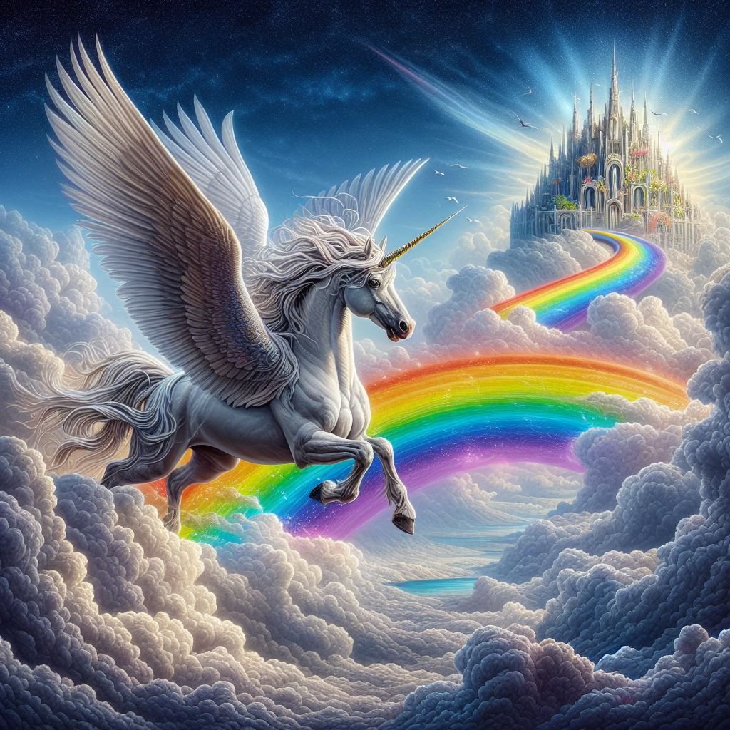 Rainbow Pegasus - AI Generated Artwork - NightCafe Creator