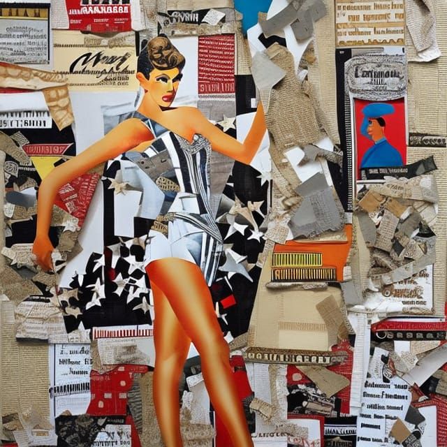 Collage with Advertising Materials and Magazines