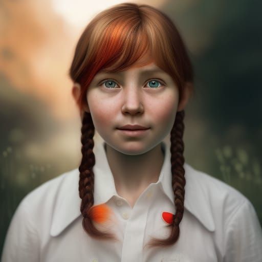 Cute Girl in Pigtails - AI Generated Artwork - NightCafe Creator