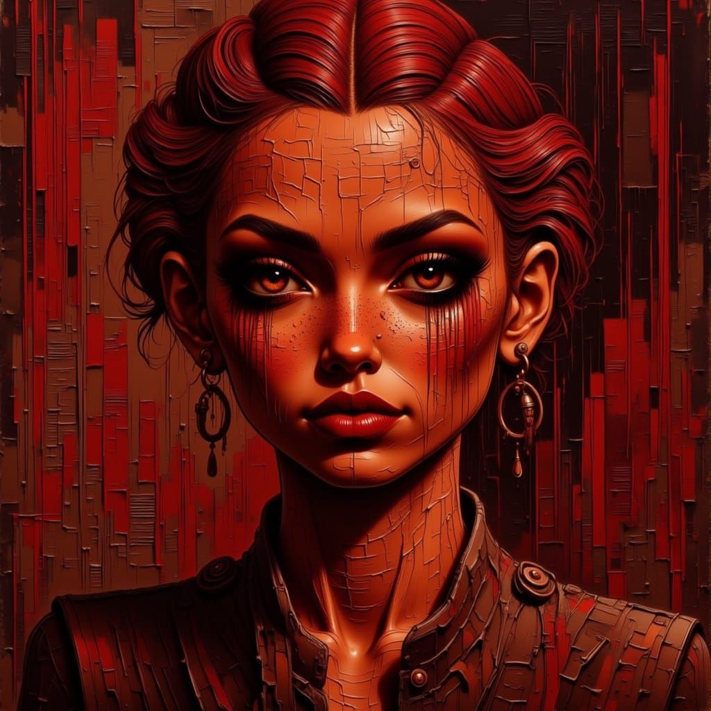 Expressionist Portrait of a Woman in Red