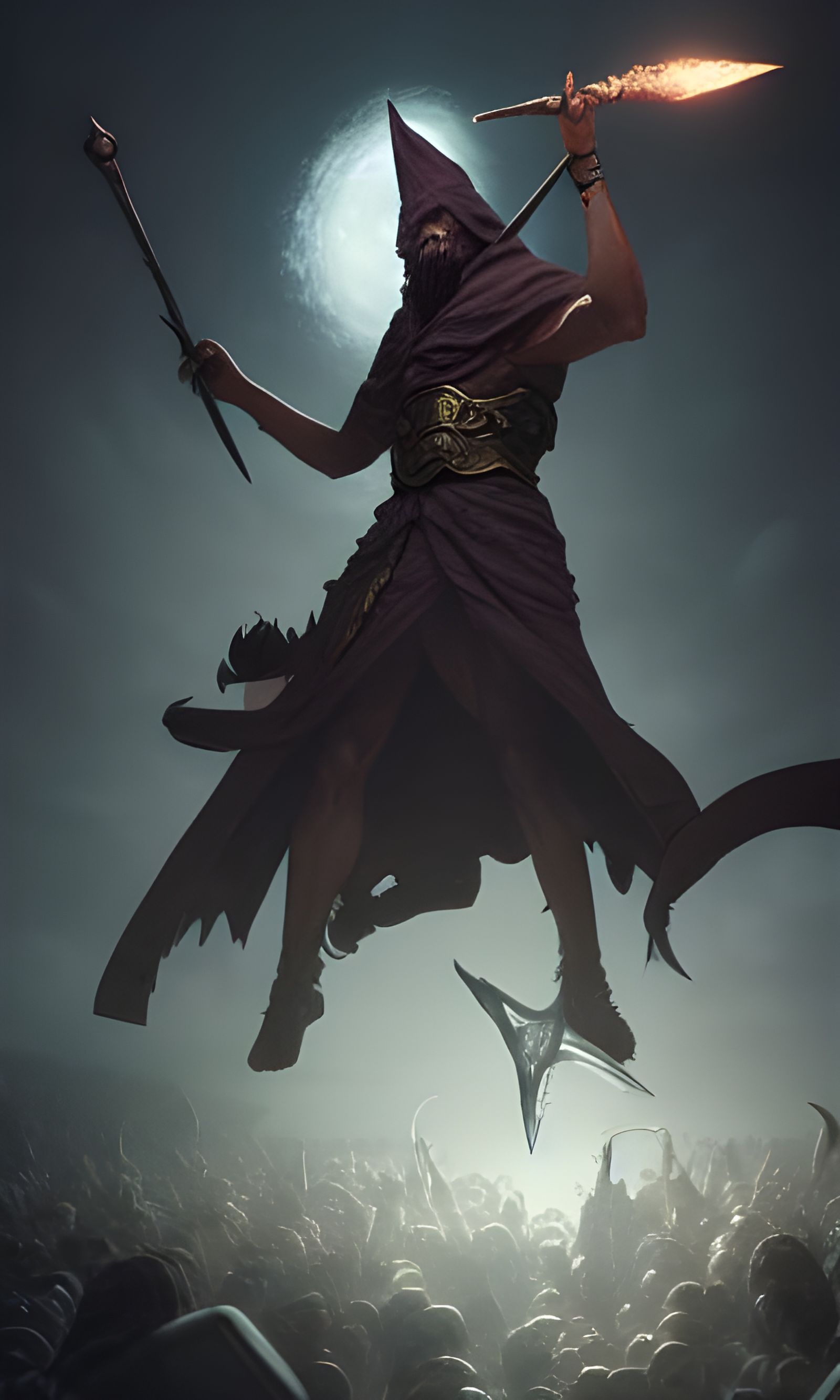 wizard gutz fending off horde's enemies with powerful spells...