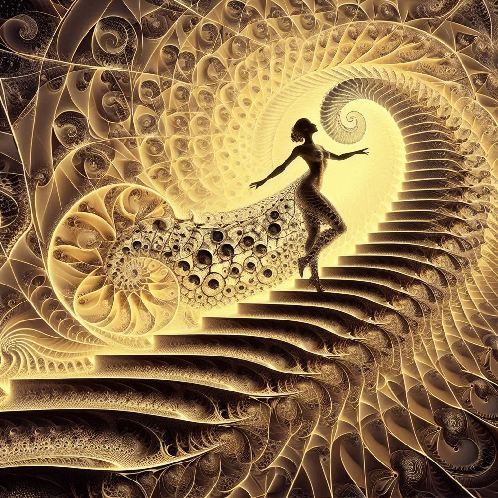 Woman & Fibonacci swirls