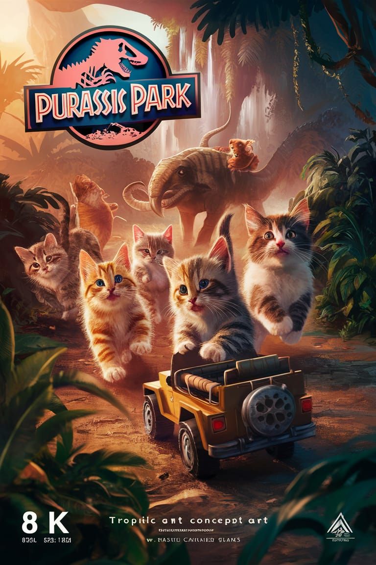 🐈Purrr-assic Park...no dinosaurs, just cats! Coming to a theater near you!   by @NerdyButterfly