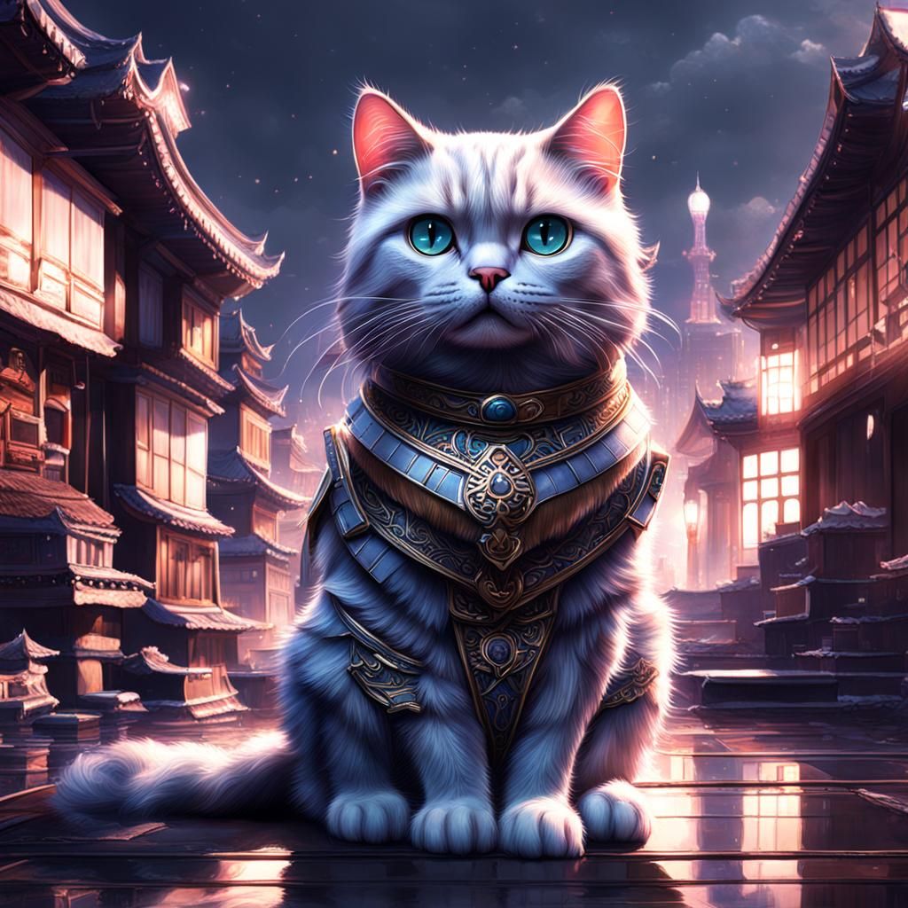 Detailed Matte Painting of a Kawaii Cat