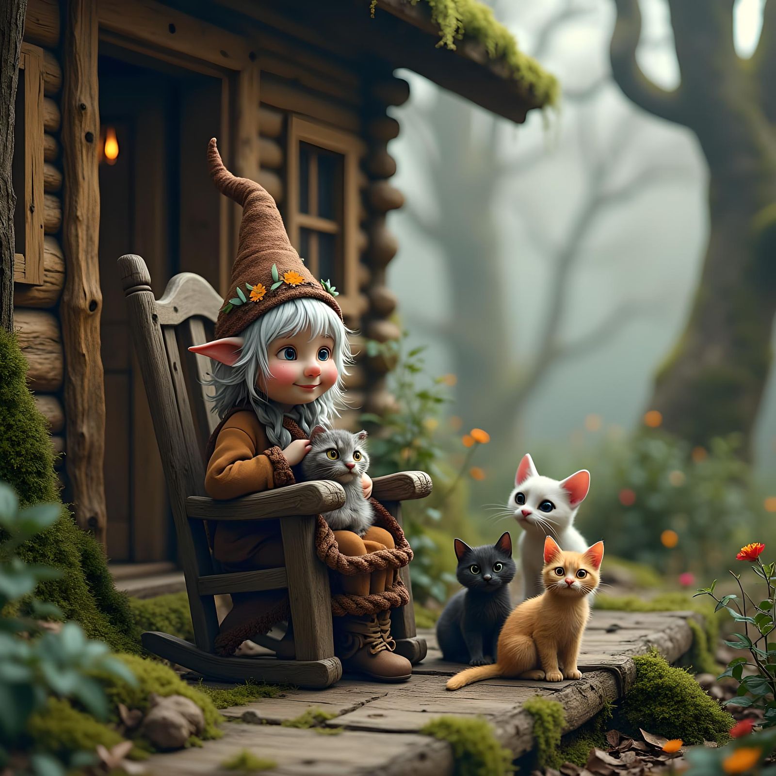 Cat loving gnome  by @KB