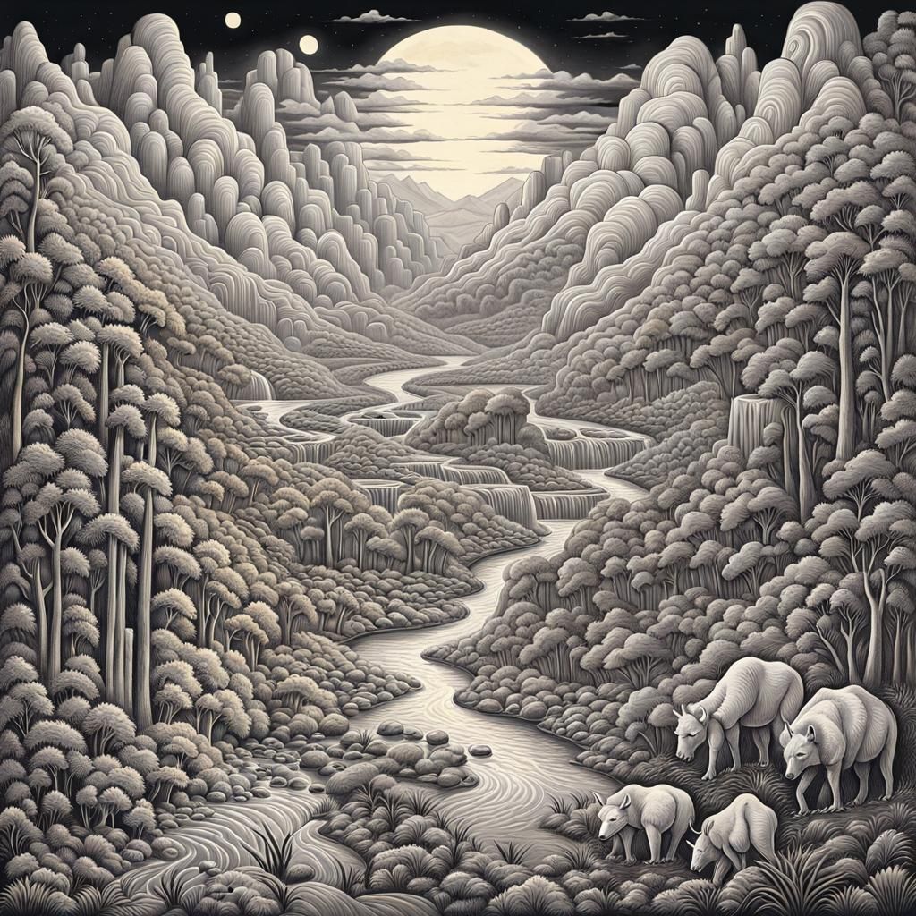 Glowing Multi-Layered Brushstroke Painting