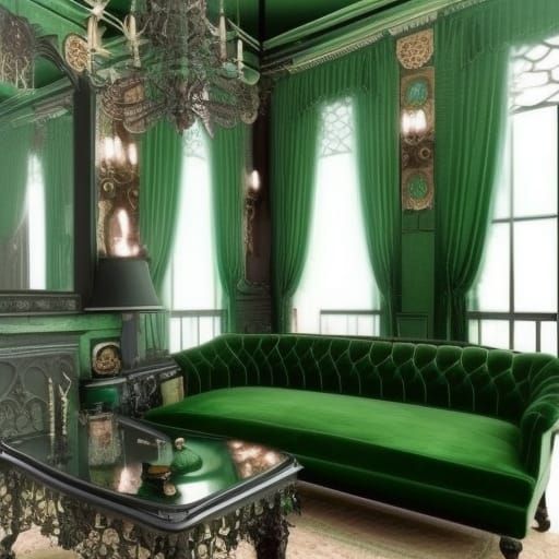 Beautiful gothic Emerald green sofa& ethereal vibes& gothic vibes& victorian vibes& regal vibes ...