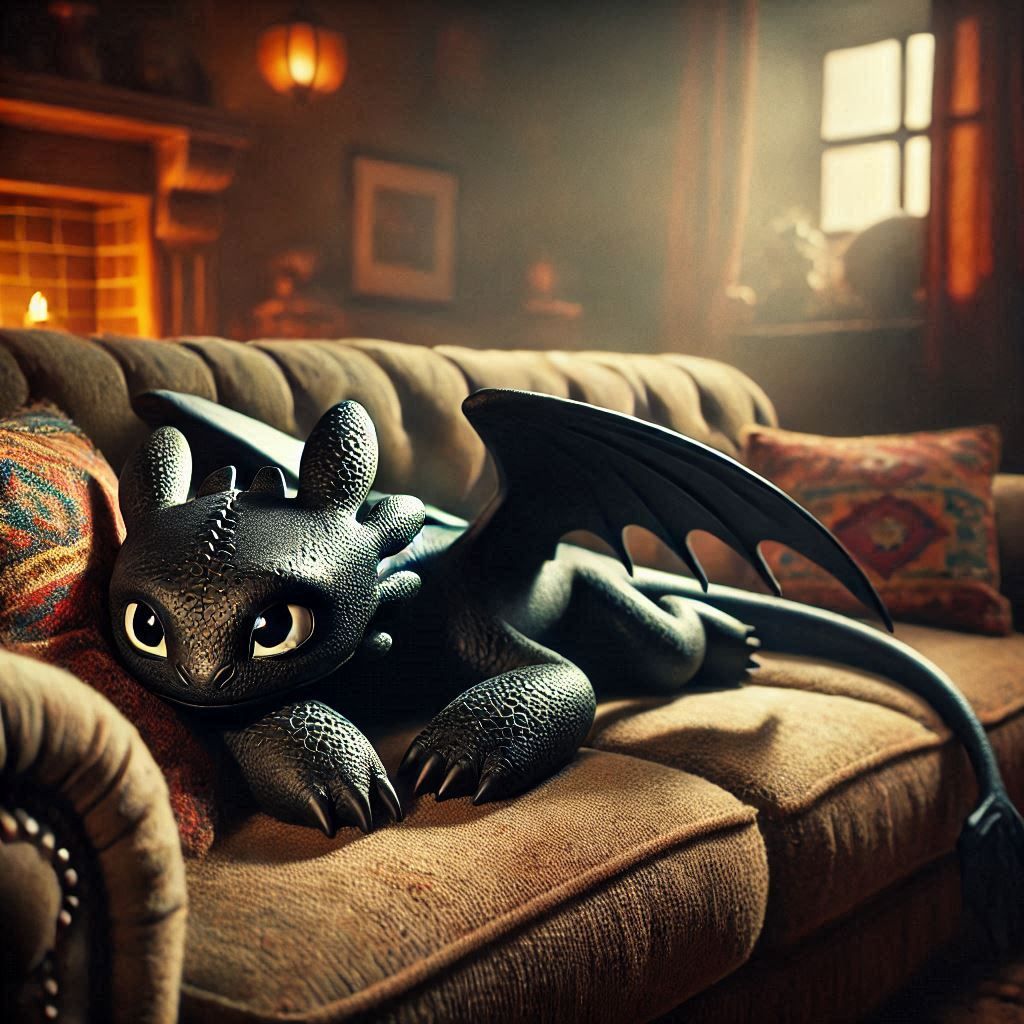 Toothless lying lazily