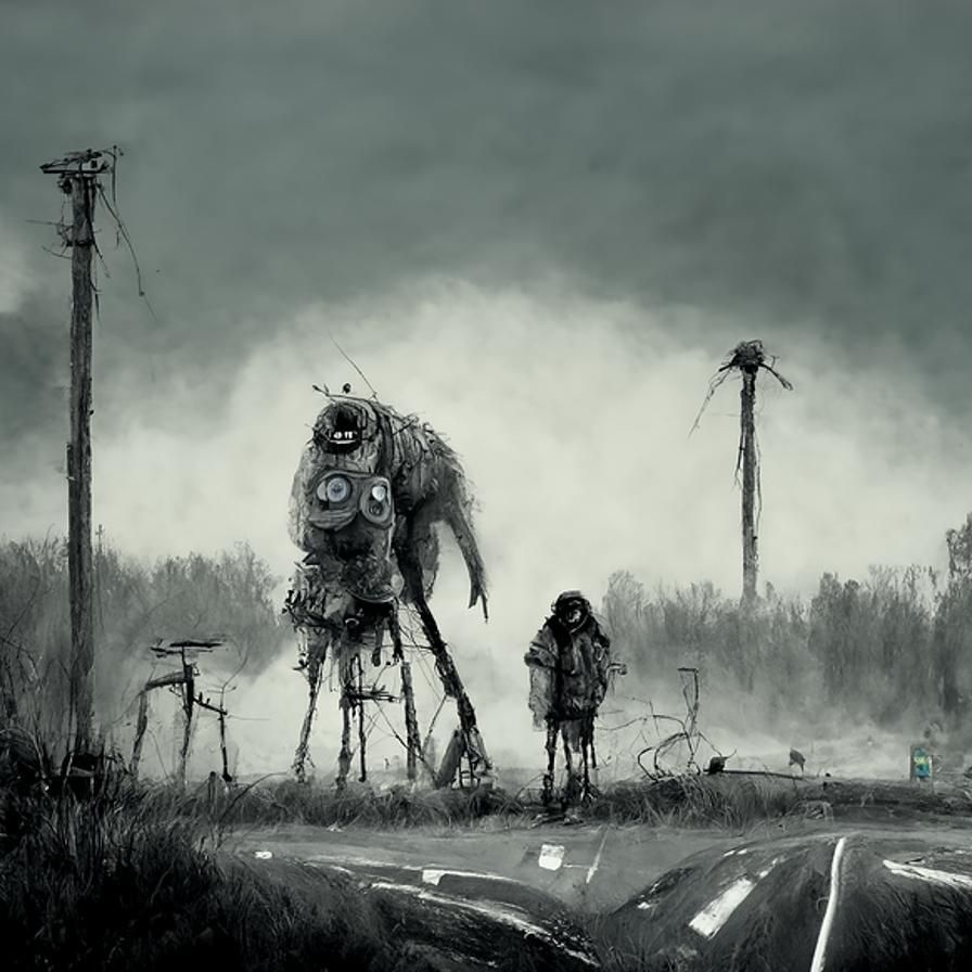 Post-Apocalyptic Monsters in the style of Stephen Gammell and Stephen ...