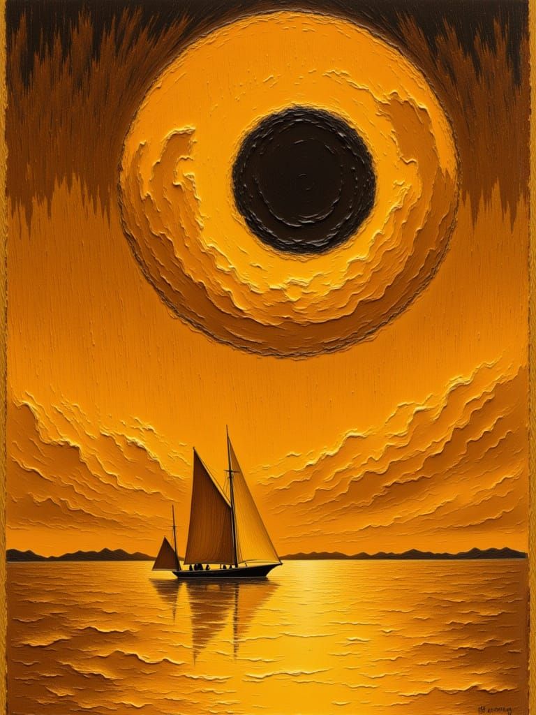 Impasto Clipper Ship on Expansive Ocean