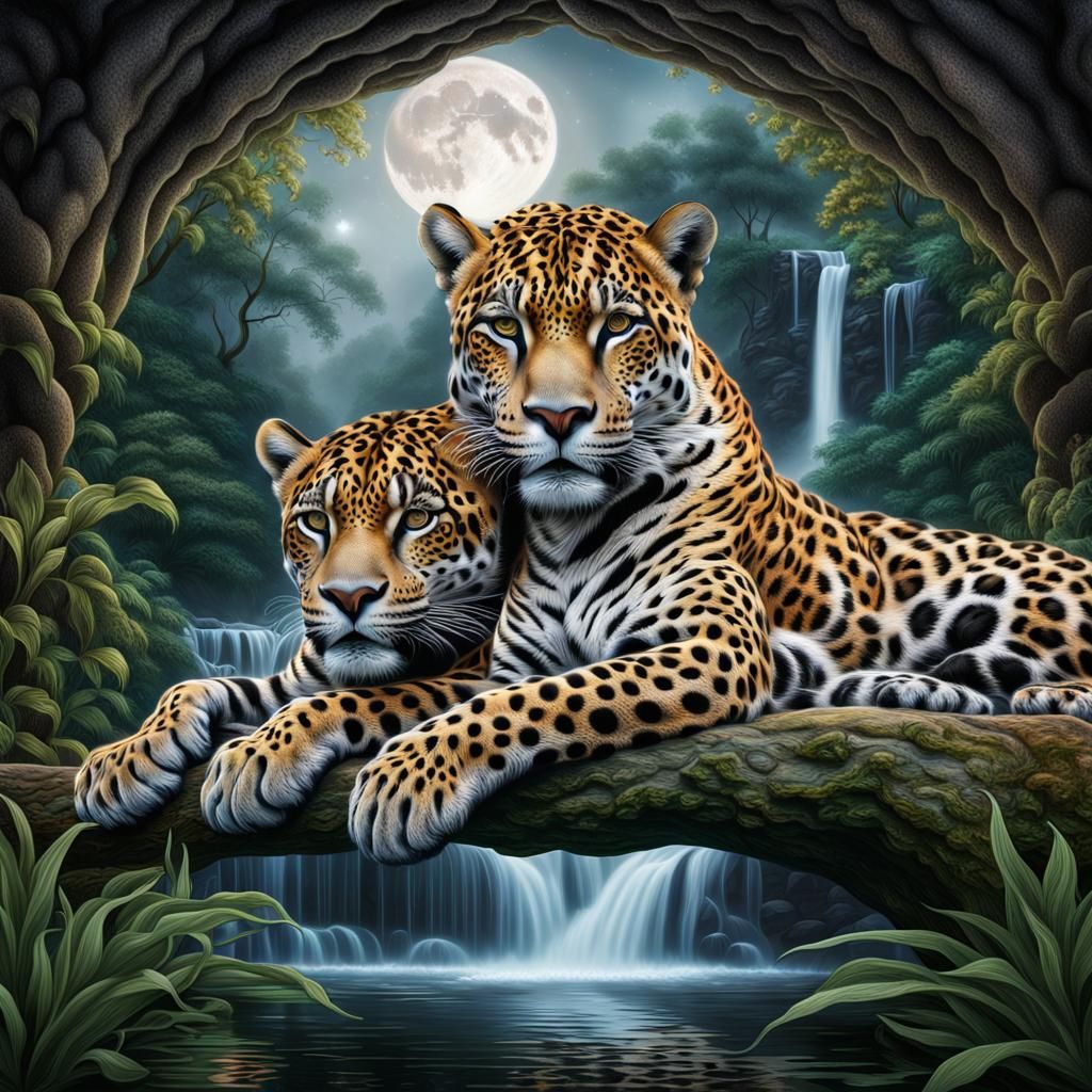 Moonlit Feline Tranquil Bliss & Affection