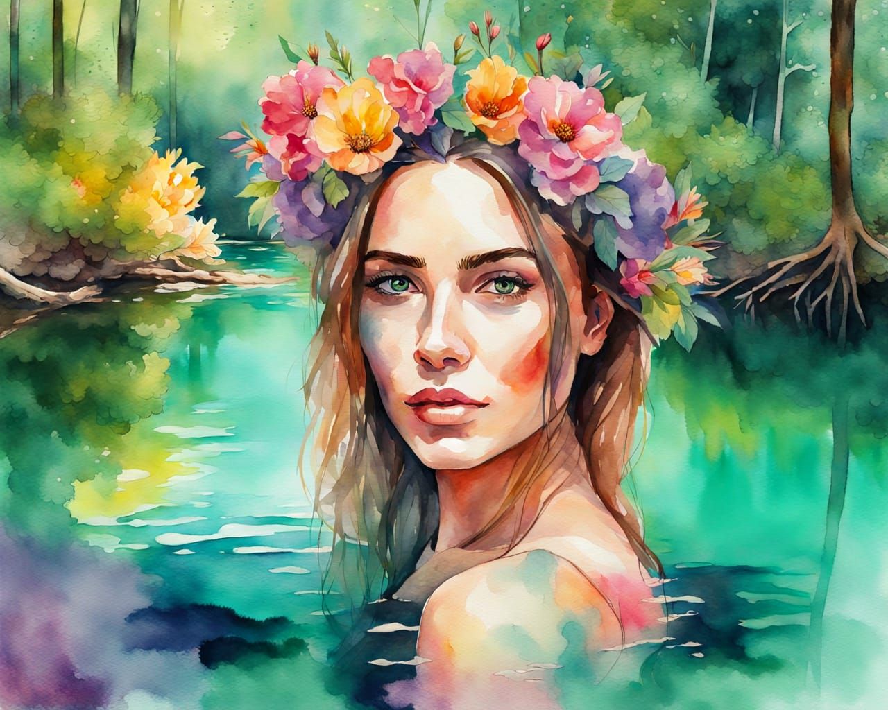 Woman inside a lake II