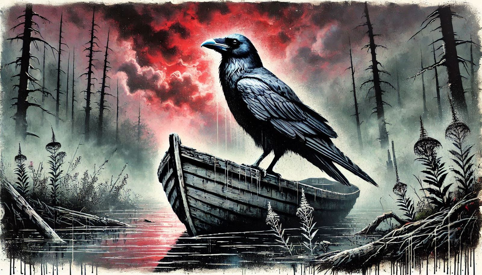 A majestic raven with gleaming, intelligent eyes