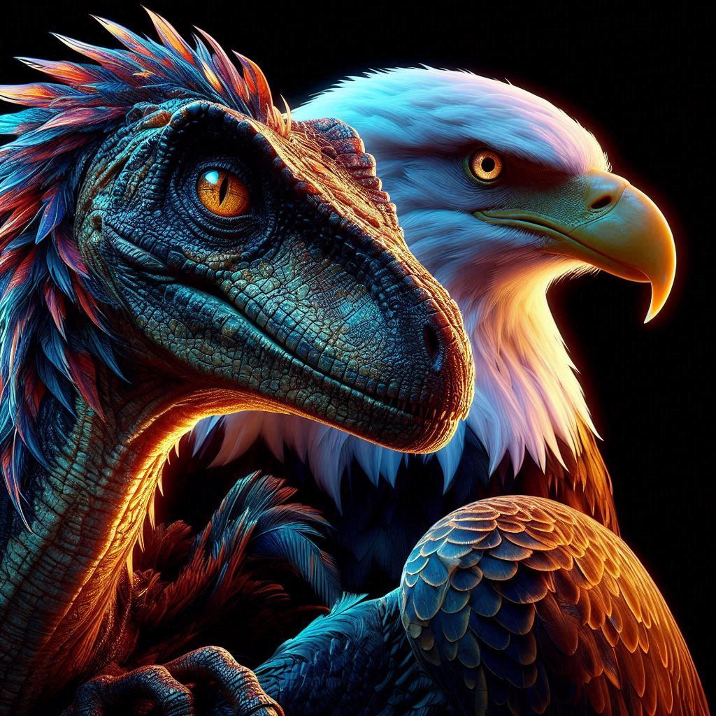 Velosiraptor and Eagle