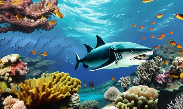 A great white shark exploring Australia's Great Barrier Reef - AI Generated  Artwork - NightCafe Creator