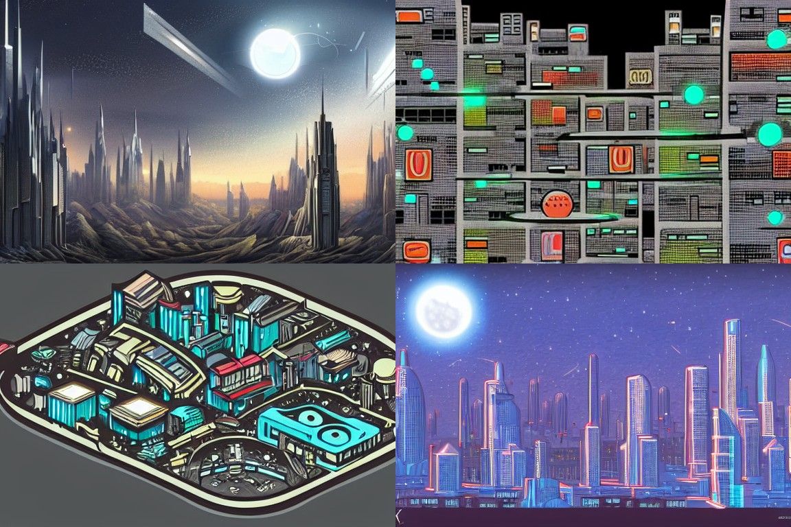 Sci-fi city in the style of Symbolism