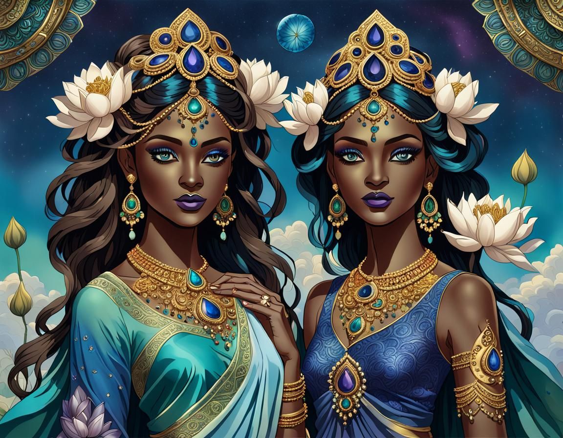 Remix 7-Divine Blue Twin Goddesses