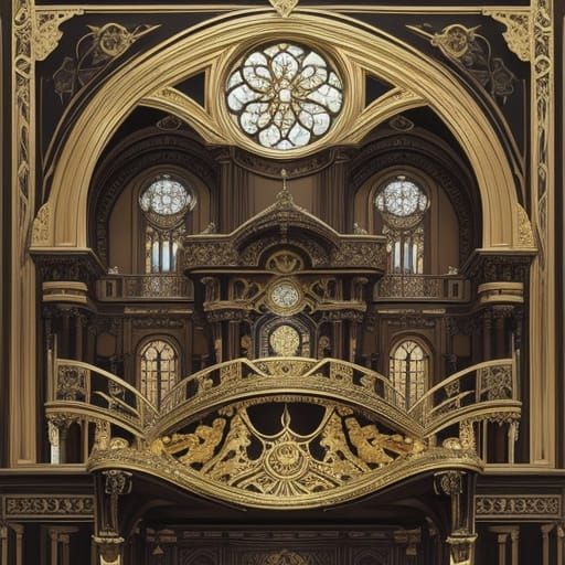 Luxurious Art Nouveau Piano in Opulent Room