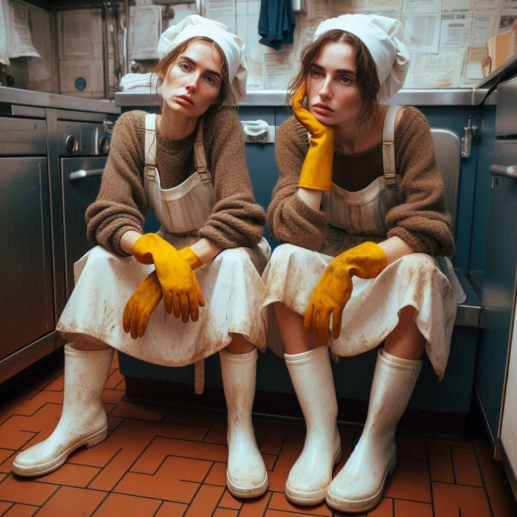 2 women cleaning a kitchen or galley - 7