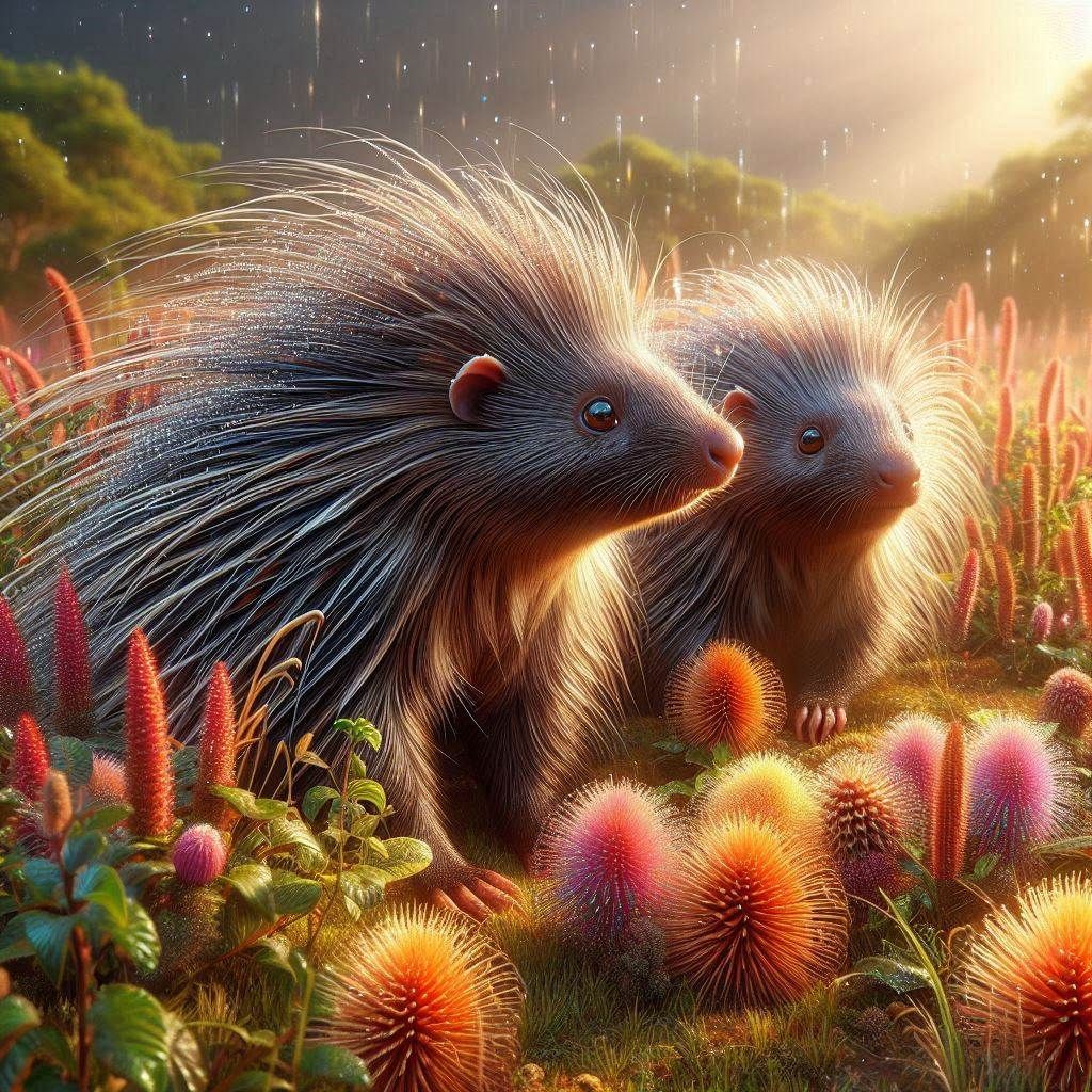Cute African Porcupines
