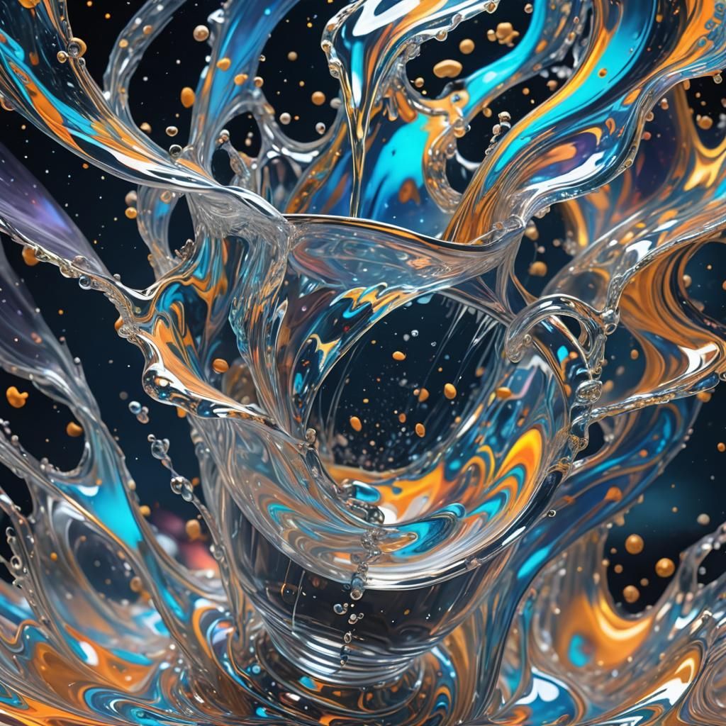 Cup of water pouring water out, it flows out like warped tim...