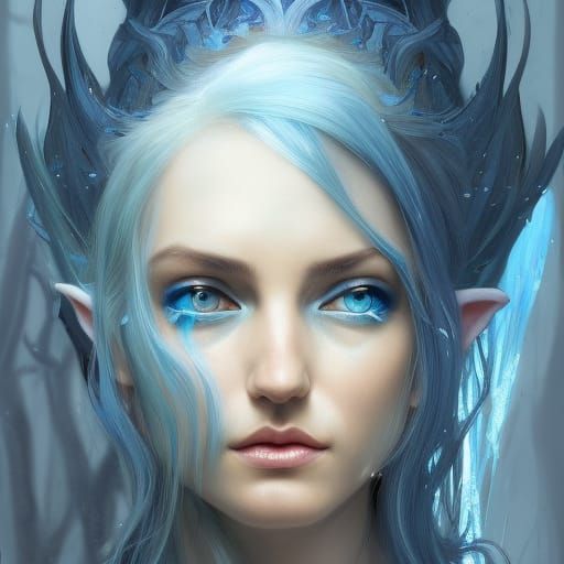 Elven Woman Portrait in Silver Forest