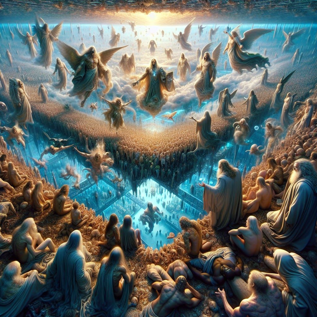 Hyperrealistic image 8K, shows the anger of heaven, all the ...