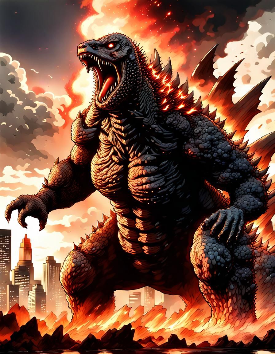 Attack on Godzilla - AI Generated Artwork - NightCafe Creator