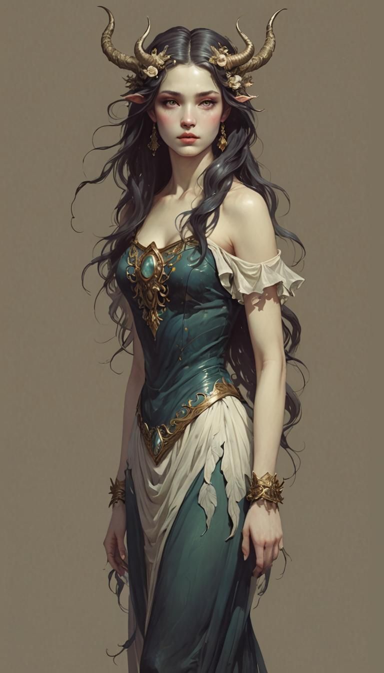 Vintage Portrait of Mythical Beauty