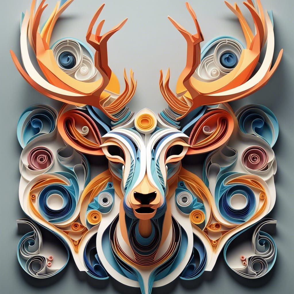 Paper quilling deer AI Generated Artwork NightCafe Creator
