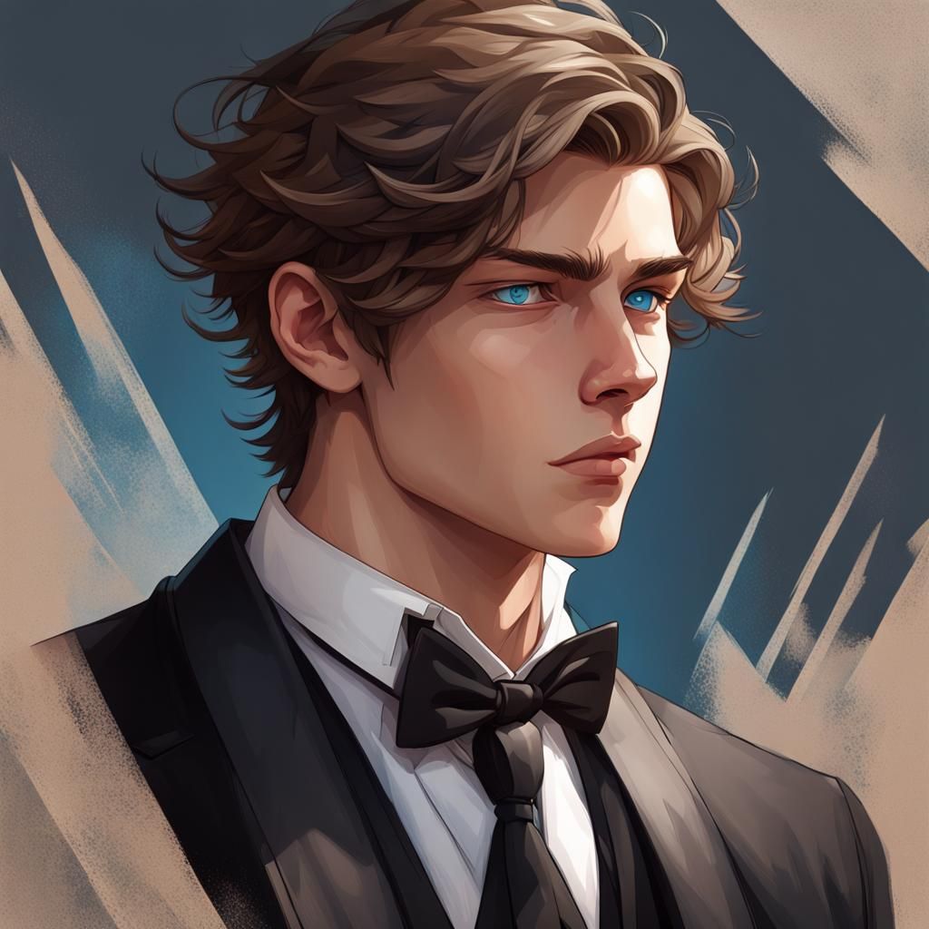 a 15 year old boy. handsome with 
 mellow blue eyes and brow...