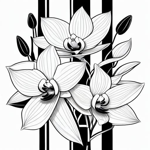 <lora:Coloring Page SD15:1.0> Orchid, coloring_book line art, colouring in book colouring in page, clean lines, white background, black-and-...