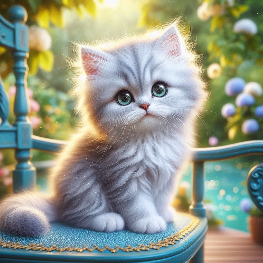 Kitten basks in the sun