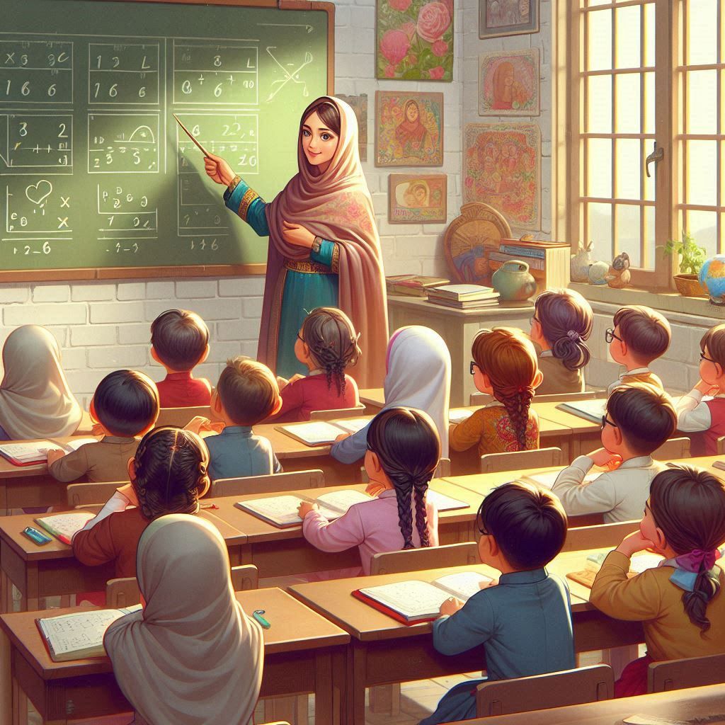 A madam is explaining to the students and everyone is listen...