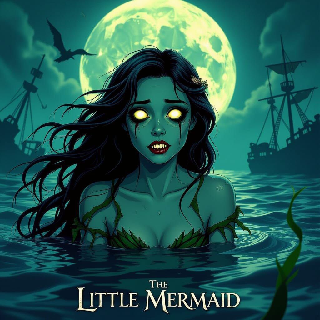 Little mermaid movie poster as a horror movie   by @Yandere Pinkie