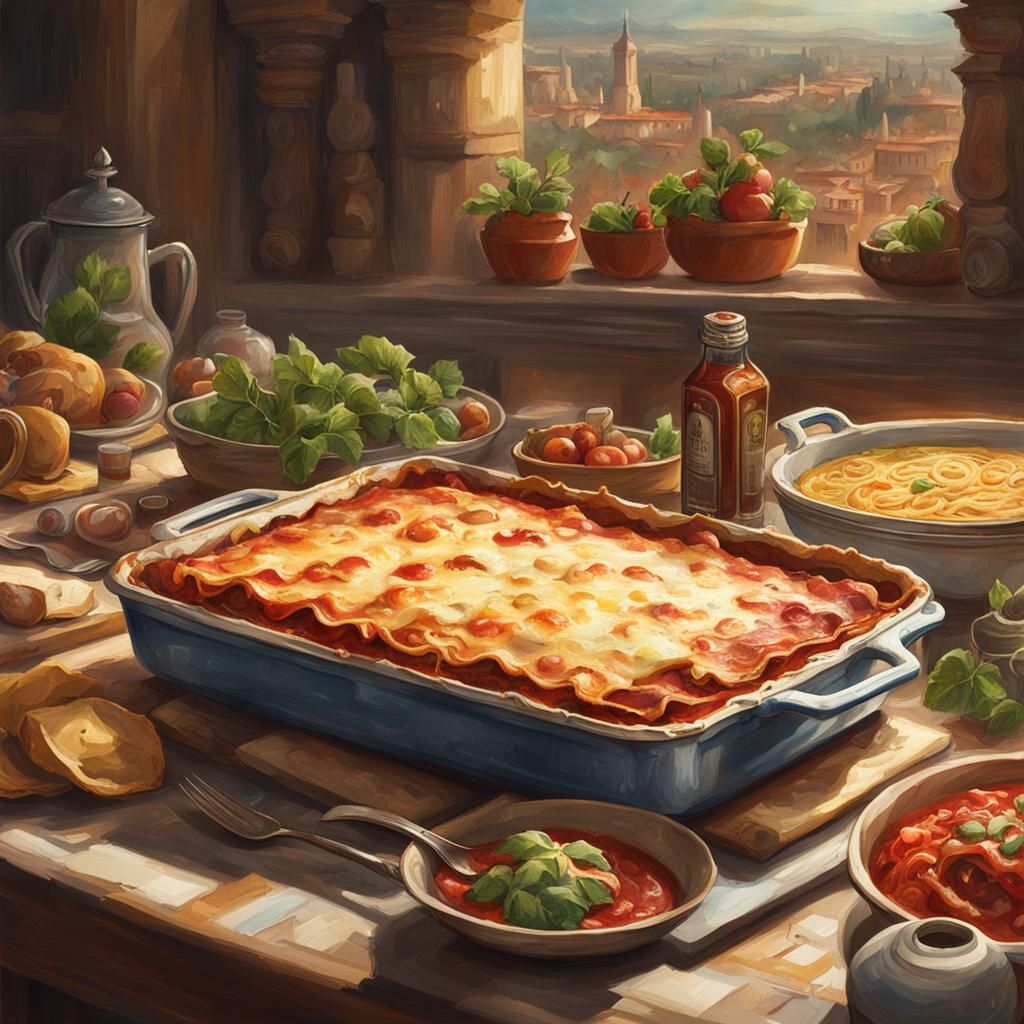 A Big Dish Of Lasagna Epic cinematic brilliant stunning intricate meticulously detailed dramatic atmospheric ...  by @Ringking 1978