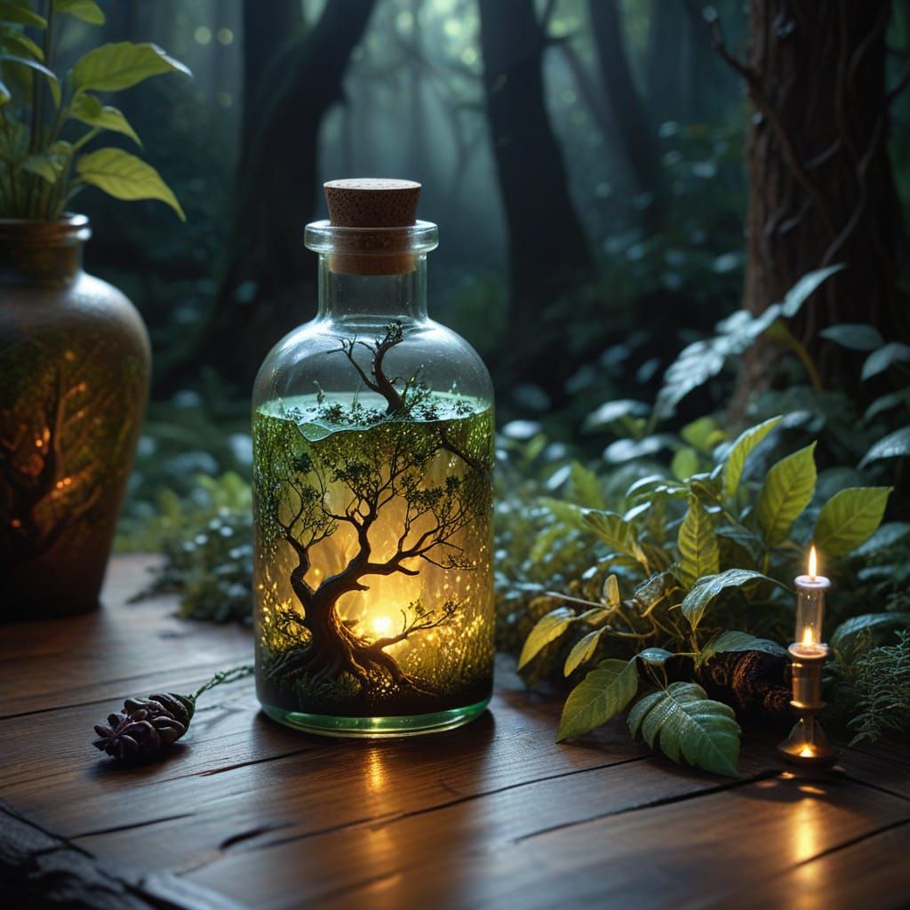 Ethereal Magic Potion in Mystical Forest