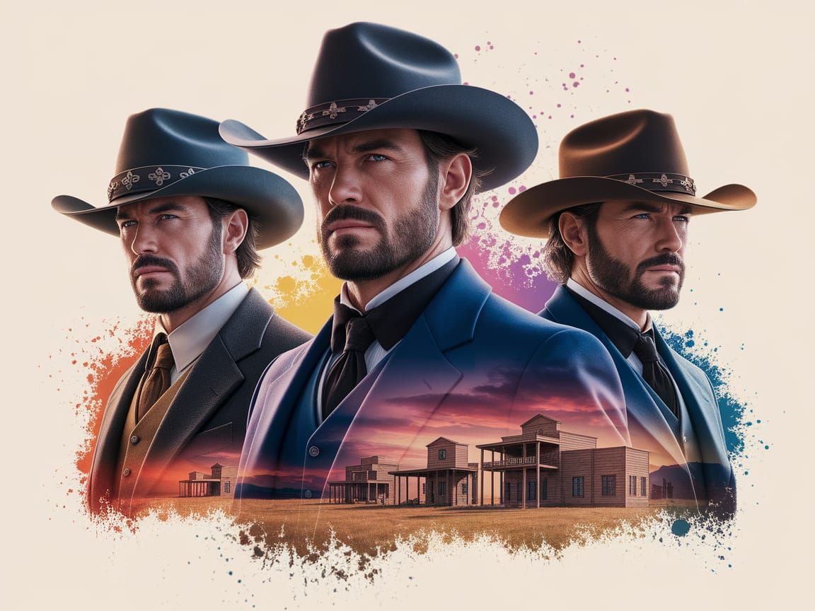 Wyatt Earp Concept Art Portrait in Triadic Colors