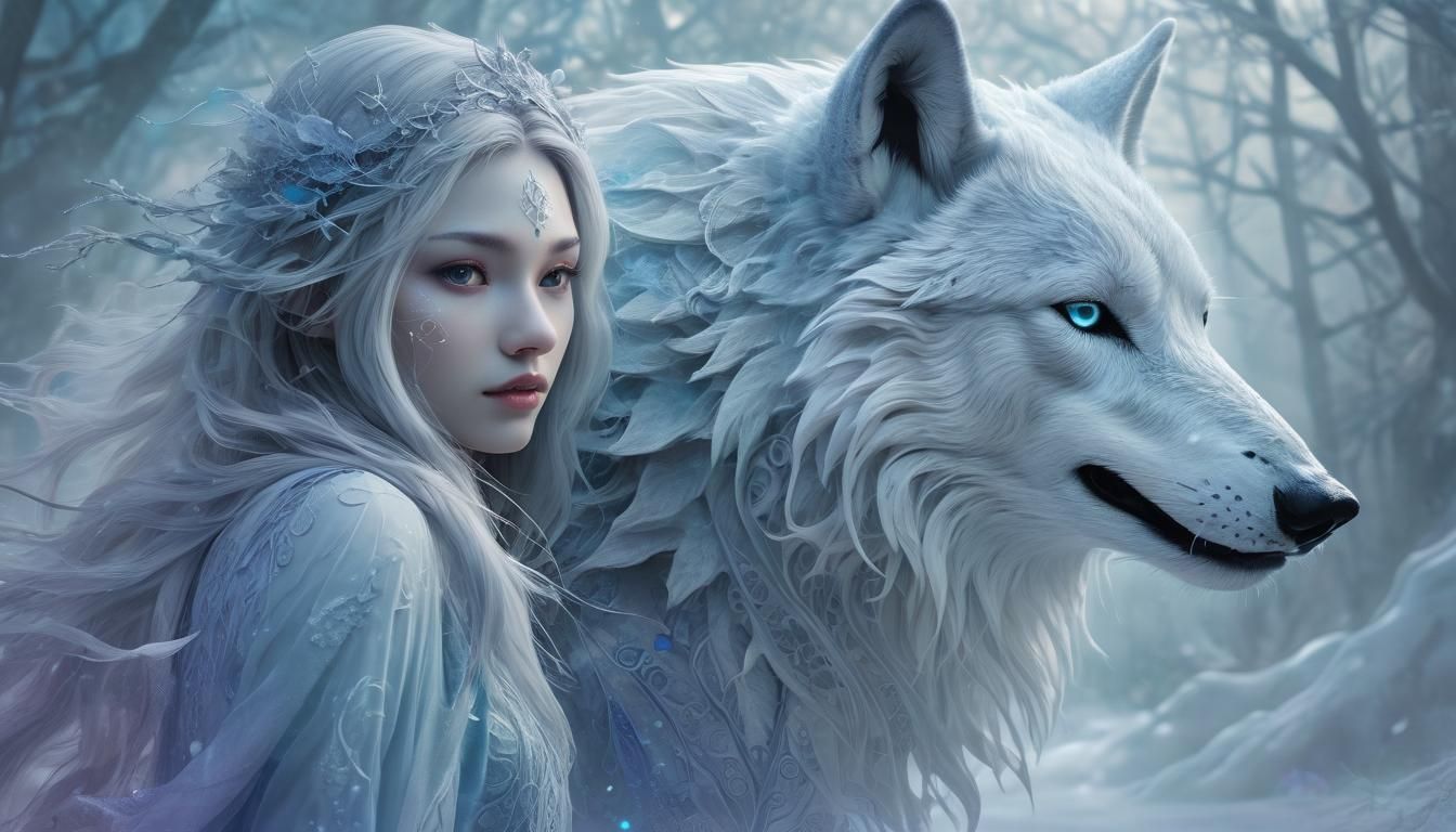 translucent ghostly ethereal magical fantasy (transparent white and silver) translucent portrait of a ...  by @FIFABG