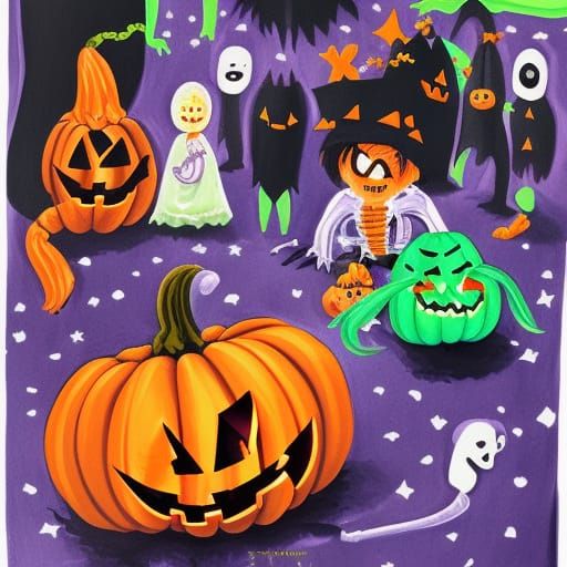 Halloween Monster Party - AI Generated Artwork - NightCafe Creator