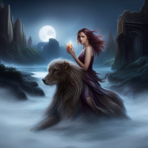 Girl with Magical Creature in Fantasy Art