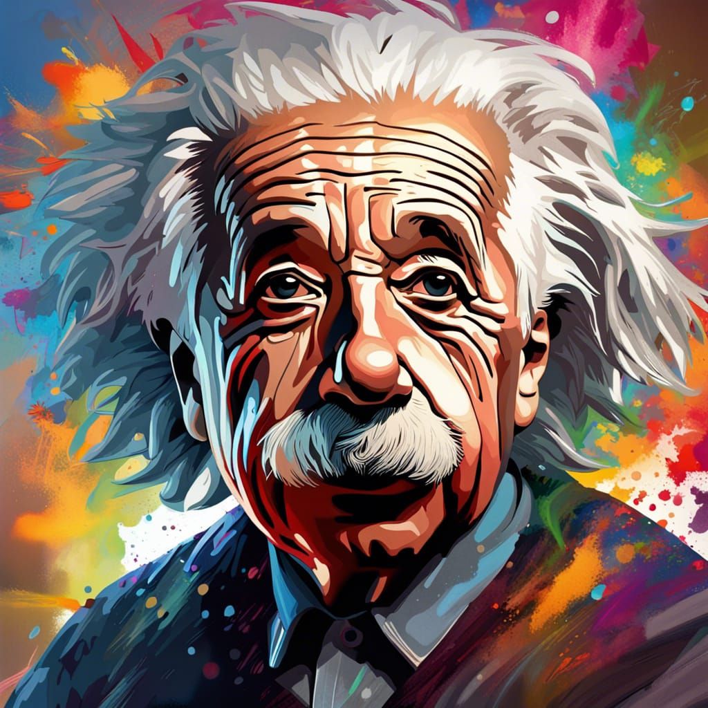 Albert Einstein Hyperrealistic, splash art, concept art, mid shot ...