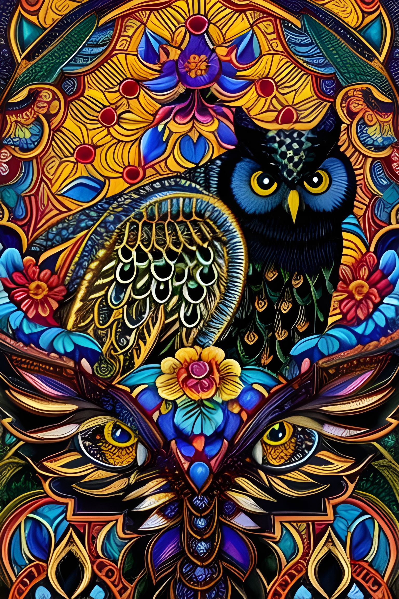 Tapestry Owl - AI Generated Artwork - NightCafe Creator