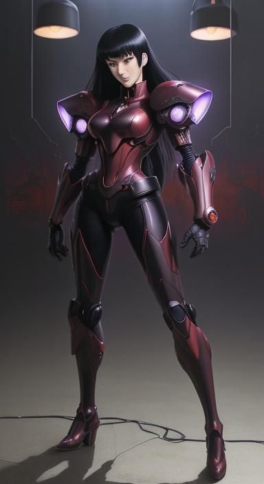 beautiful woman wearing a full body anime style nano machine...