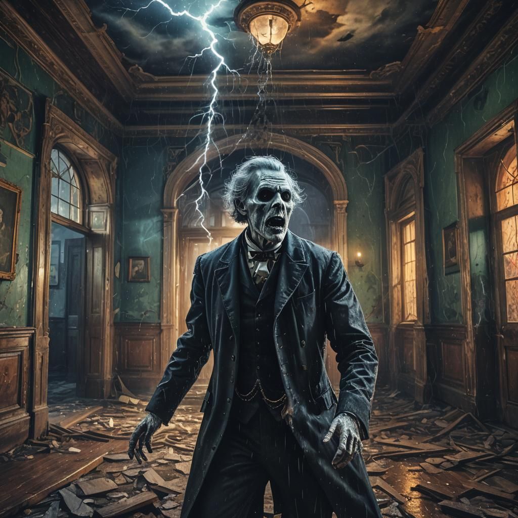 Electrified Victorian zombie - AI Generated Artwork - NightCafe Creator