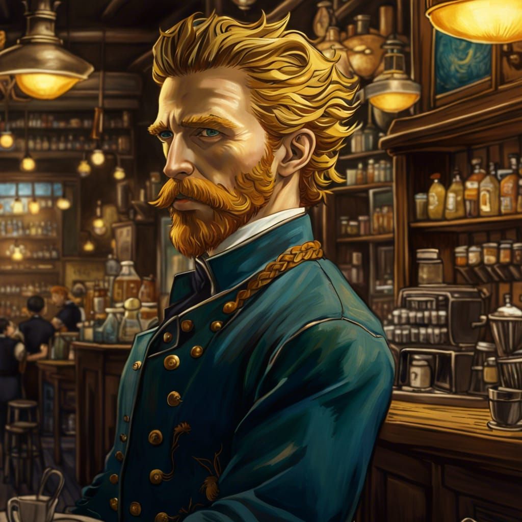 Vincent van Gogh, The Cool Coffee Shop Barista  by @Riangwalee